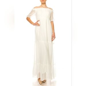 Maison Tara Short Sleeve Tiered Maxi Dress